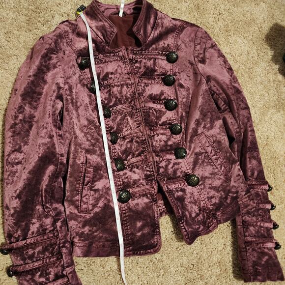 Free People Velvety Military Jacket Purple Size XS - Picture 11 of 15